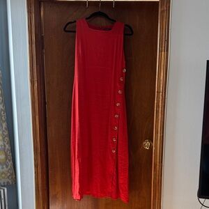 Adorable Red Linen Dress